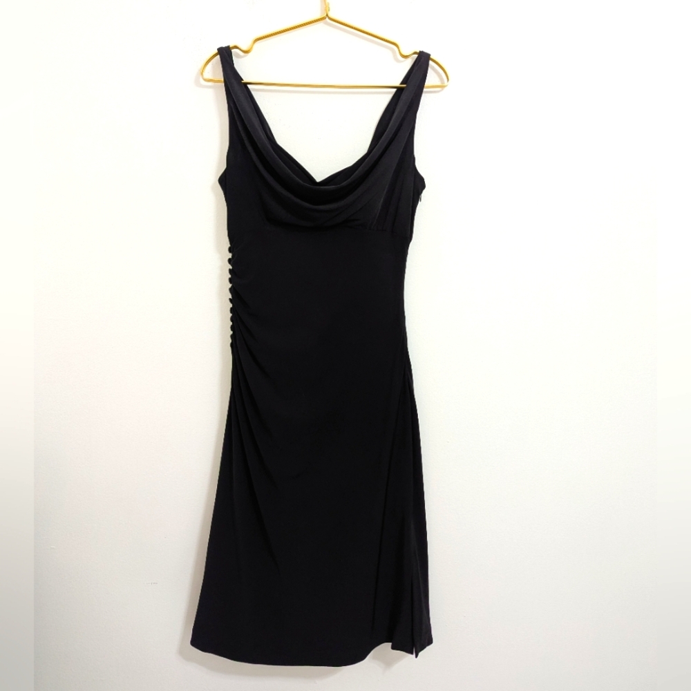 White House Black Market Size 6 Elegant Black Sleeveless Dress w/ Swoop Neckline